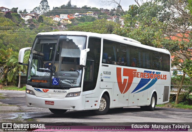 Viação Teresópolis RJ 203.025 na cidade de Teresópolis, Rio de Janeiro, Brasil, por Eduardo  Marques Teixeira. ID da foto: 8753116.