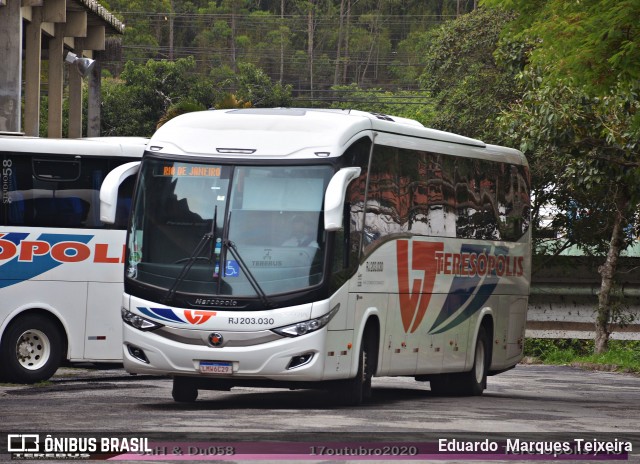 Viação Teresópolis RJ 203.030 na cidade de Teresópolis, Rio de Janeiro, Brasil, por Eduardo  Marques Teixeira. ID da foto: 8753130.