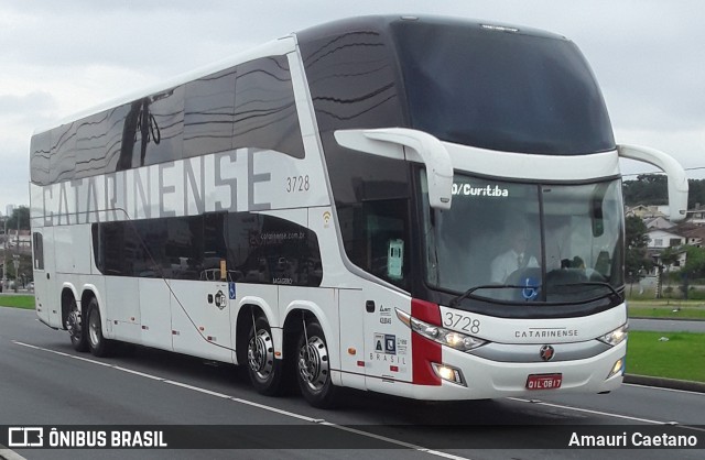 Auto Viação Catarinense 3728 na cidade de Curitiba, Paraná, Brasil, por Amauri Caetano. ID da foto: 8756771.