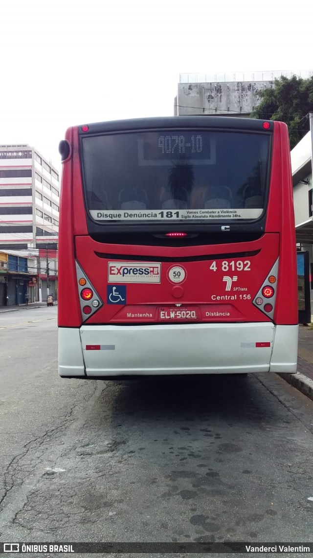 Express Transportes Urbanos Ltda 4 8192 na cidade de São Paulo, São Paulo, Brasil, por Vanderci Valentim. ID da foto: 8761507.