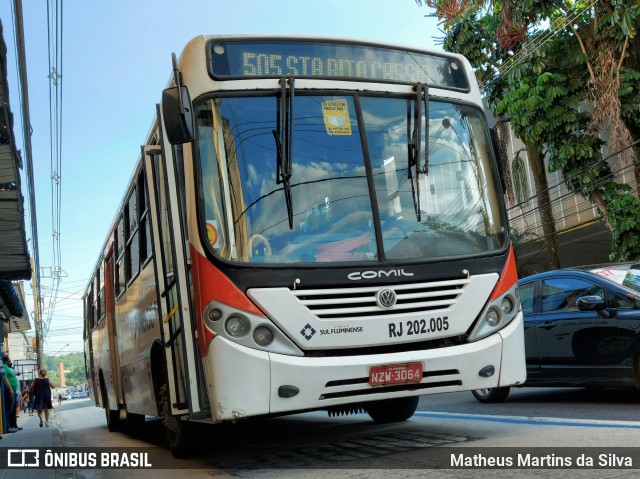 Viação Sul Fluminense RJ 202.005 na cidade de Volta Redonda, Rio de Janeiro, Brasil, por Matheus Martins da Silva. Número da foto: #8765153.