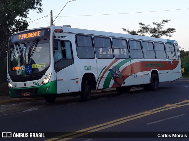 Empresa de Transportes Andorinha 6366 na cidade de Presidente Venceslau, São Paulo, Brasil, por Carlos Morais. ID da foto: 8711791.