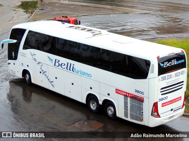 Viação Belli Turismo 3800 na cidade de Belo Horizonte, Minas Gerais, Brasil, por Adão Raimundo Marcelino. ID da foto: 8714513.