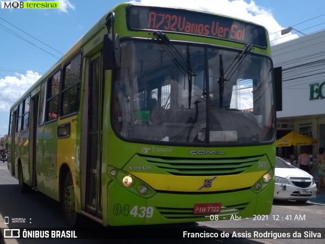 Transcol Transportes Coletivos 04439 na cidade de Teresina, Piauí, Brasil, por Francisco de Assis Rodrigues da Silva. ID da foto: 8803706.