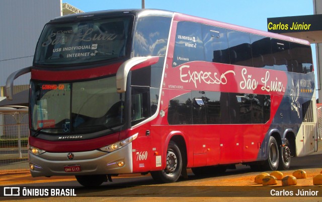 Expresso São Luiz 7660 na cidade de Goiânia, Goiás, Brasil, por Carlos Júnior. Número da foto: #8812090.