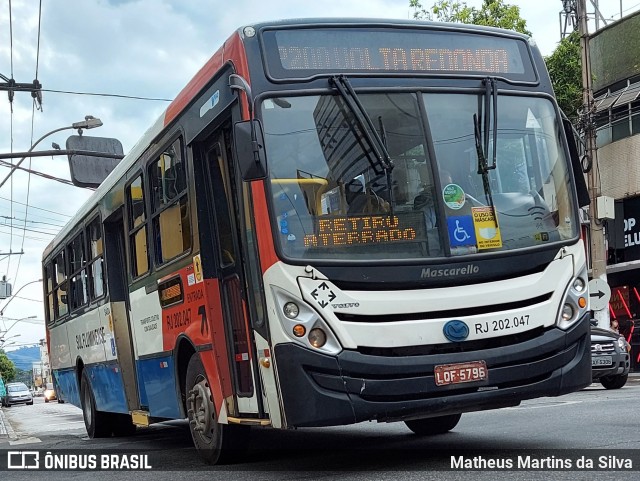 Viação Sul Fluminense RJ 202.047 na cidade de Volta Redonda, Rio de Janeiro, Brasil, por Matheus Martins da Silva. ID da foto: 8814444.