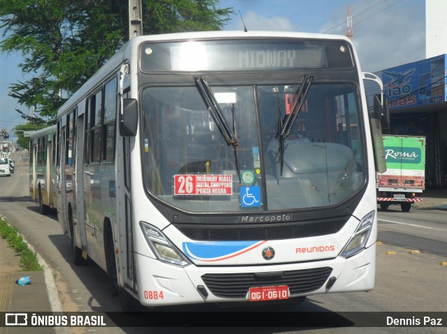 Reunidas Transportes Urbanos 0884 na cidade de Natal, Rio Grande do Norte, Brasil, por Dennis Paz. ID da foto: 8820749.