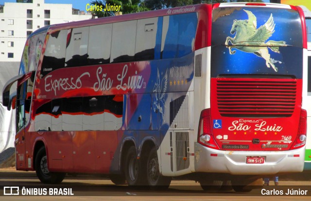 Expresso São Luiz 7660 na cidade de Goiânia, Goiás, Brasil, por Carlos Júnior. Número da foto: #8823387.
