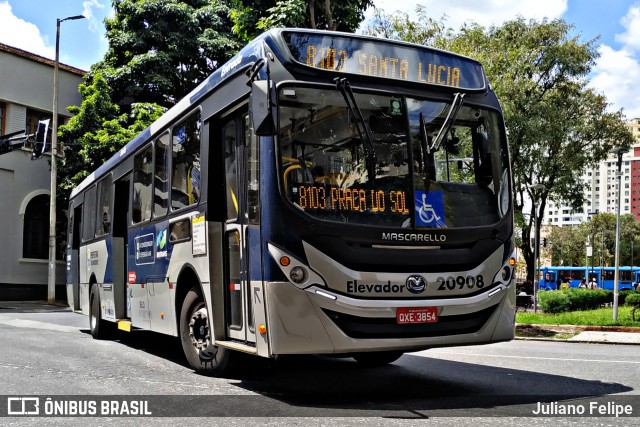 Viação Globo 20908 na cidade de Belo Horizonte, Minas Gerais, Brasil, por Juliano Felipe. ID da foto: 8826440.