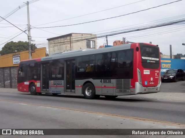 Express Transportes Urbanos Ltda 4 8838 na cidade de São Paulo, São Paulo, Brasil, por Rafael Lopes de Oliveira. ID da foto: 8827333.