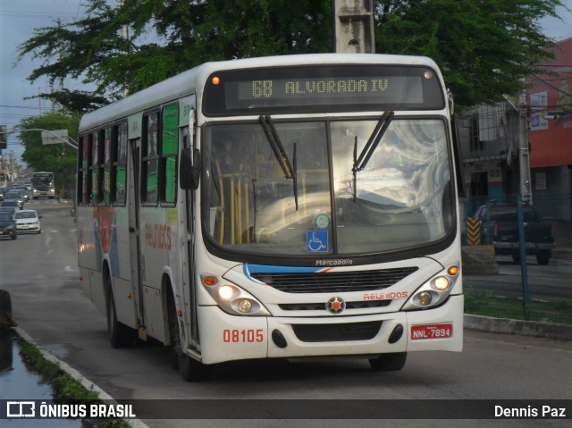 Reunidas Transportes Urbanos 08105 na cidade de Natal, Rio Grande do Norte, Brasil, por Dennis Paz. ID da foto: 8830120.