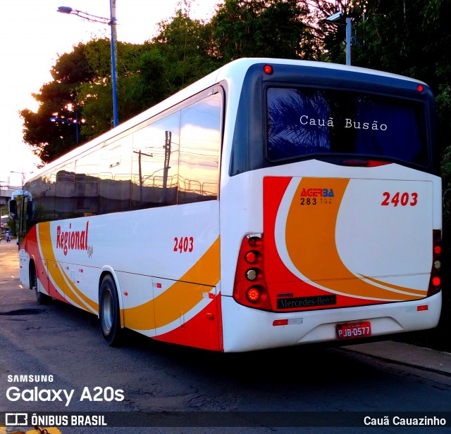 Viação Regional 2403 na cidade de Salvador, Bahia, Brasil, por Cauã Cauazinho. ID da foto: 8829159.