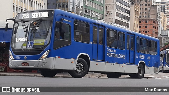 Nortran Transportes Coletivos 6580 na cidade de Porto Alegre, Rio Grande do Sul, Brasil, por Max Ramos. Número da foto: #8839808.