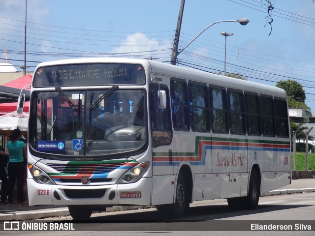 Auto Ônibus Santa Maria Transporte e Turismo 02118 na cidade de Natal, Rio Grande do Norte, Brasil, por Elianderson Silva. Número da foto: #8843650.