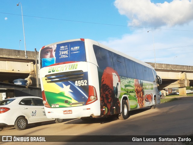 Eucatur - Empresa União Cascavel de Transportes e Turismo 4952 na cidade de Ji-Paraná, Rondônia, Brasil, por Gian Lucas  Santana Zardo. Número da foto: #8846637.