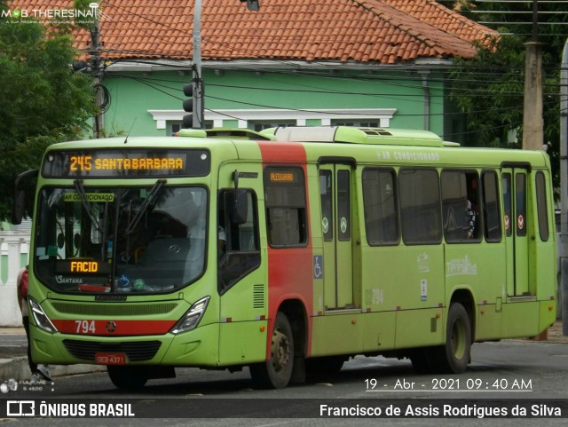 Viação Santana 02794 na cidade de Teresina, Piauí, Brasil, por Francisco de Assis Rodrigues da Silva. ID da foto: 8845298.