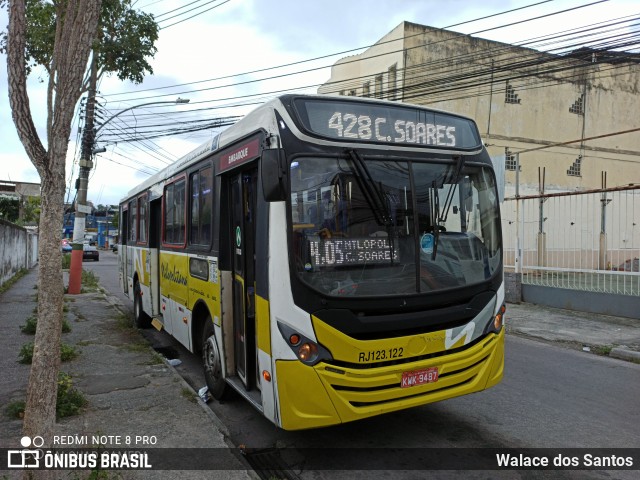 Viação Nilopolitana RJ 123.122 na cidade de Nilópolis, Rio de Janeiro, Brasil, por Walace dos Santos. ID da foto: 8860996.