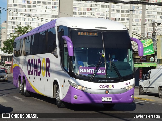 Condorbus 4094 na cidade de Estación Central, Santiago, Metropolitana de Santiago, Chile, por Javier Ferrada. Número da foto: #8790176.