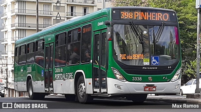 Sudeste Transportes Coletivos 3338 na cidade de Porto Alegre, Rio Grande do Sul, Brasil, por Max Ramos. ID da foto: 8794834.