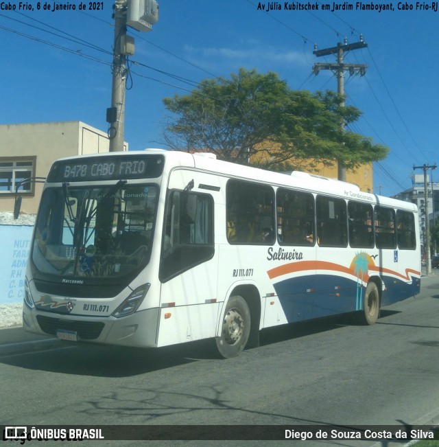 Auto Viação Salineira RJ 111.071 na cidade de Cabo Frio, Rio de Janeiro, Brasil, por Diego de Souza Costa da Silva. ID da foto: 8795114.