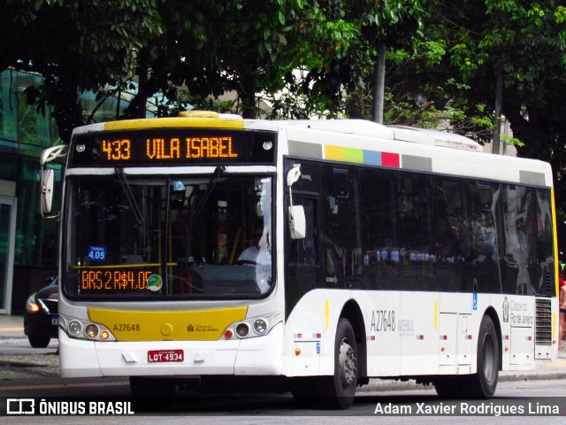 Transportes Vila Isabel A27648 na cidade de Rio de Janeiro, Rio de Janeiro, Brasil, por Adam Xavier Rodrigues Lima. Número da foto: #8892668.