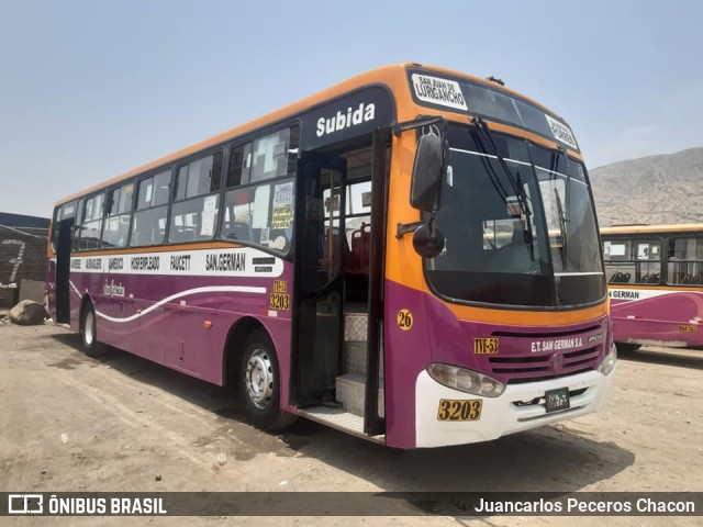 Emp. Transp. San German S.A. 3203 na cidade de San Juan de Lurigancho, Lima, Lima Metropolitana, Peru, por Juancarlos Peceros Chacon. Número da foto: #8896110.