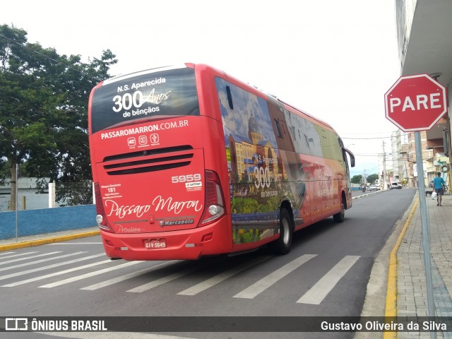 Empresa de Ônibus Pássaro Marron 5959 na cidade de Aparecida, São Paulo, Brasil, por Gustavo Oliveira da Silva. Número da foto: #8897484.