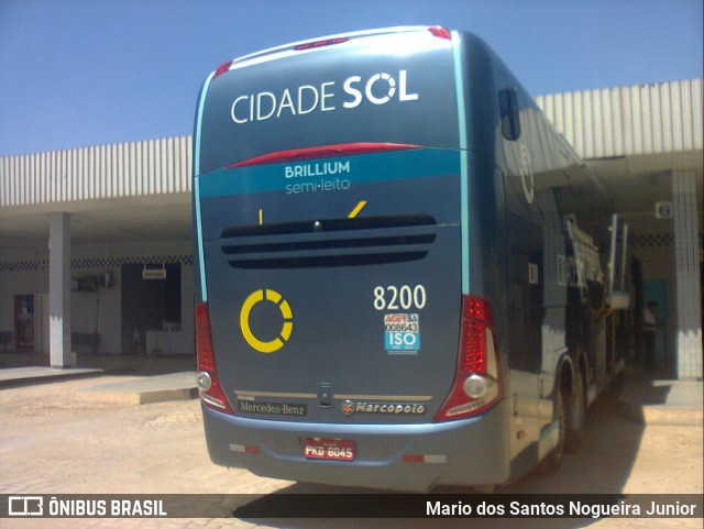 Viação Cidade Sol 8200 na cidade de Irecê, Bahia, Brasil, por Mario dos Santos Nogueira Junior. ID da foto: 8897748.