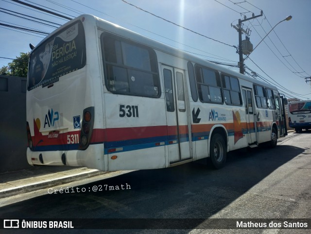 AVP - Auto Viação Paraíso 5311 na cidade de Aracaju, Sergipe, Brasil, por Matheus dos Santos. ID da foto: 8904588.