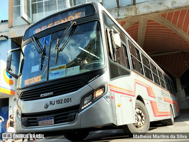 Viação Resendense RJ 192.001 na cidade de Barra Mansa, Rio de Janeiro, Brasil, por Matheus Martins da Silva. ID da foto: 8911179.