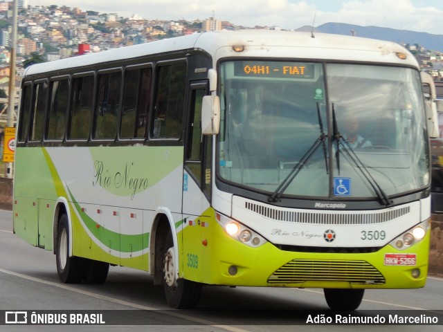 Rio Negro Fretamento e Turismo 3509 na cidade de Belo Horizonte, Minas Gerais, Brasil, por Adão Raimundo Marcelino. ID da foto: 8871588.