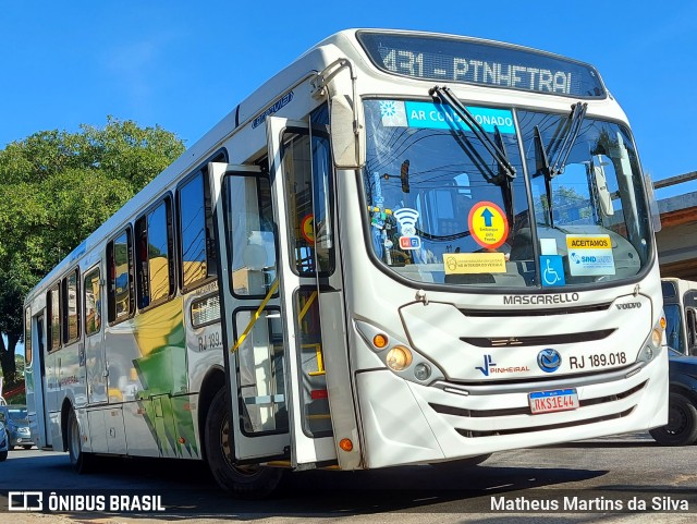 Viação Pinheiral RJ 189.018 na cidade de Volta Redonda, Rio de Janeiro, Brasil, por Matheus Martins da Silva. ID da foto: 8921493.