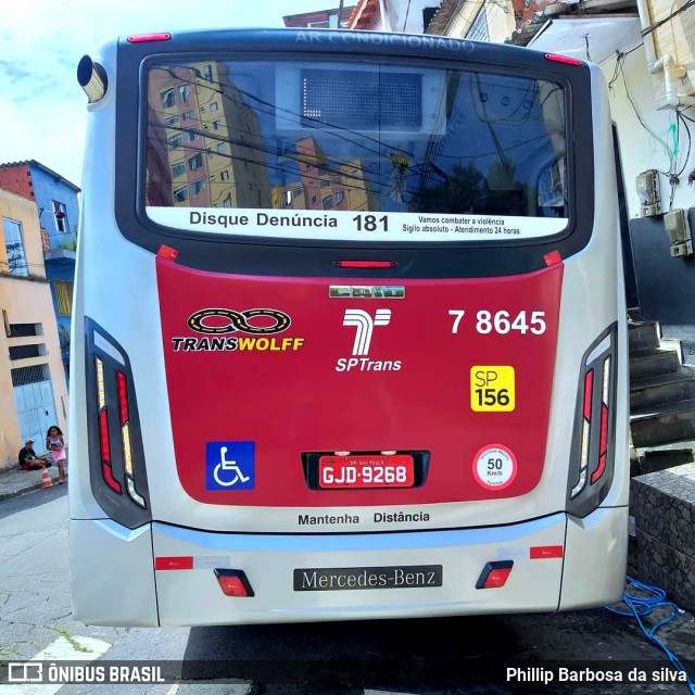 Transwolff Transportes e Turismo 7 8645 na cidade de São Paulo, São Paulo, Brasil, por Phillip Barbosa da silva. Número da foto: #8925436.