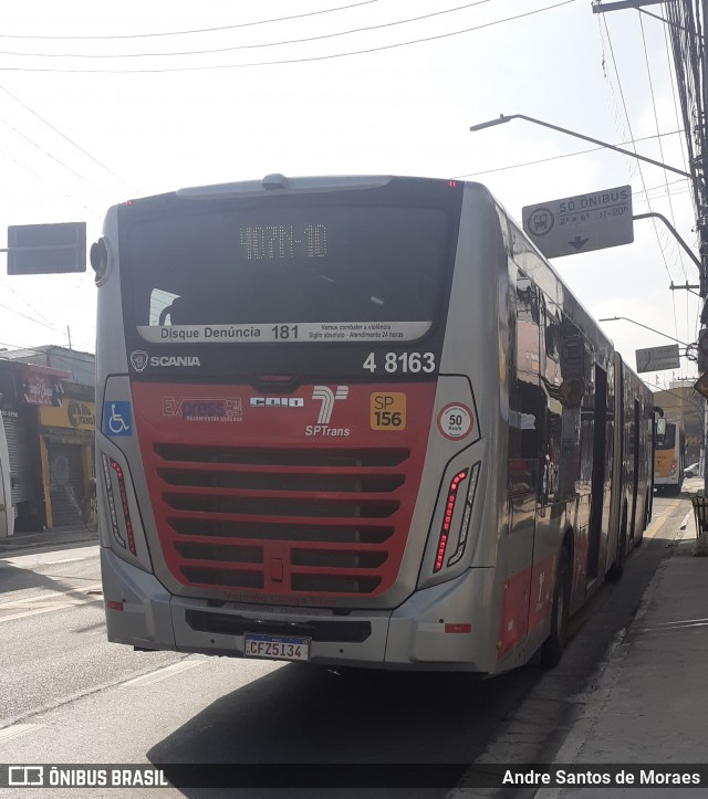 Express Transportes Urbanos Ltda 4 8163 na cidade de São Paulo, São Paulo, Brasil, por Andre Santos de Moraes. ID da foto: 8932702.