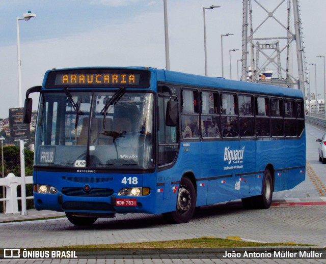 Biguaçu Transportes Coletivos Administração e Participação 418 na cidade de Florianópolis, Santa Catarina, Brasil, por João Antonio Müller Muller. Número da foto: #8943407.