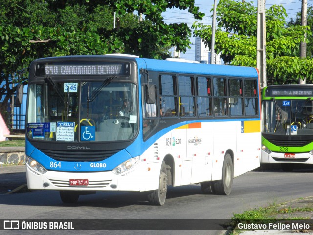 Transportadora Globo 864 na cidade de Recife, Pernambuco, Brasil, por Gustavo Felipe Melo. ID da foto: 8883212.