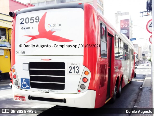 Itajaí Transportes Coletivos 2059 na cidade de Campinas, São Paulo, Brasil, por Danilo Augusto. ID da foto: 8885738.