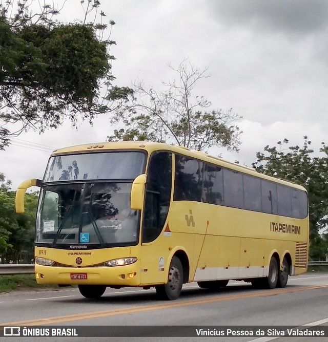 Viação Itapemirim 8911 na cidade de Campos dos Goytacazes, Rio de Janeiro, Brasil, por Vinicius Pessoa da Silva Valadares. ID da foto: 8891495.