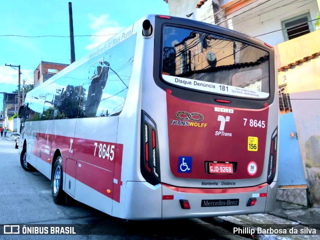 Transwolff Transportes e Turismo 7 8645 na cidade de São Paulo, São Paulo, Brasil, por Phillip Barbosa da silva. Número da foto: #8955291.
