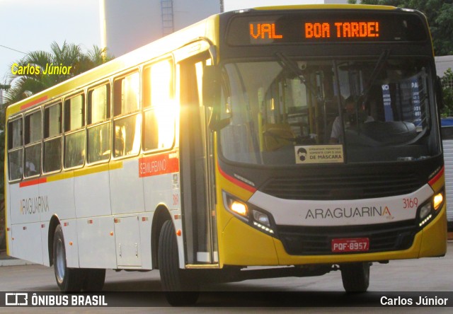 Viação Araguarina 3169 na cidade de Goiânia, Goiás, Brasil, por Carlos Júnior. ID da foto: 8979555.