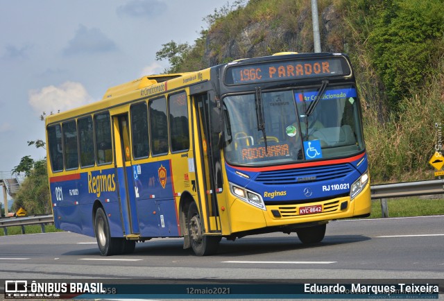 Auto Viação Reginas RJ 110.021 na cidade de Guapimirim, Rio de Janeiro, Brasil, por Eduardo  Marques Teixeira. ID da foto: 8980885.