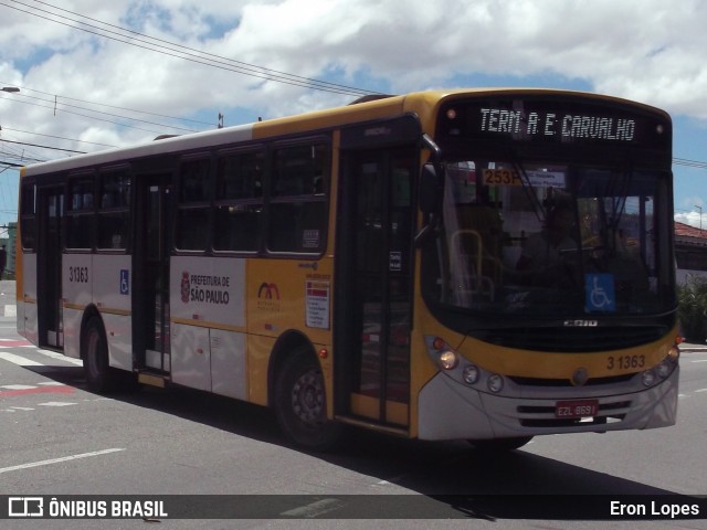 Viação Metrópole Paulista - Zona Leste 3 1363 na cidade de São Paulo, São Paulo, Brasil, por Eron Lopes. ID da foto: 8982123.