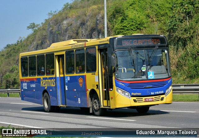 Auto Viação Reginas RJ 110.032 na cidade de Guapimirim, Rio de Janeiro, Brasil, por Eduardo  Marques Teixeira. ID da foto: 8980889.