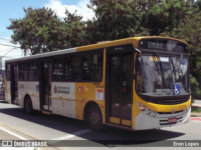 Viação Metrópole Paulista - Zona Leste 3 2730 na cidade de São Paulo, São Paulo, Brasil, por Eron Lopes. ID da foto: 8982107.