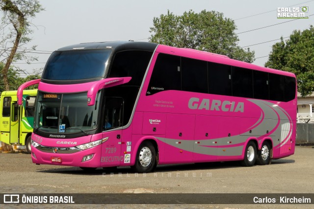 Viação Garcia 7289 na cidade de Foz do Iguaçu, Paraná, Brasil, por Carlos Kircheim. Número da foto: #8980475.