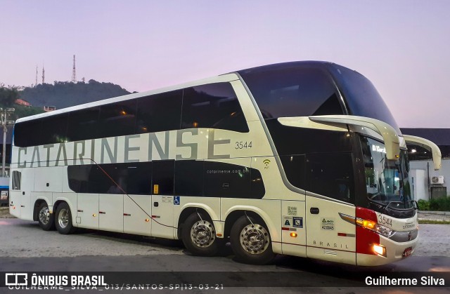 Auto Viação Catarinense 3544 na cidade de Santos, São Paulo, Brasil, por Guilherme Silva. ID da foto: 8983666.