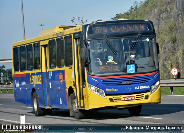 Auto Viação Reginas RJ 110.044 na cidade de Guapimirim, Rio de Janeiro, Brasil, por Eduardo  Marques Teixeira. ID da foto: 8985509.