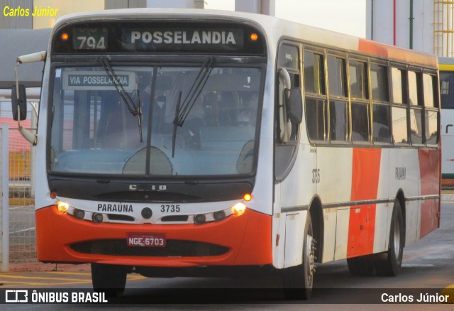 Viação Paraúna 3735 na cidade de Goiânia, Goiás, Brasil, por Carlos Júnior. Número da foto: #8986480.