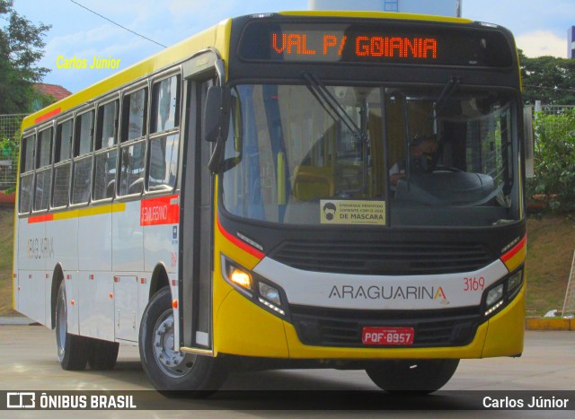 Viação Araguarina 3169 na cidade de Goiânia, Goiás, Brasil, por Carlos Júnior. ID da foto: 8986474.