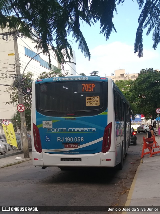 Viação Ponte Coberta RJ 190.058 na cidade de Rio de Janeiro, Rio de Janeiro, Brasil, por Benício José da Silva Júnior. Número da foto: #8997099.